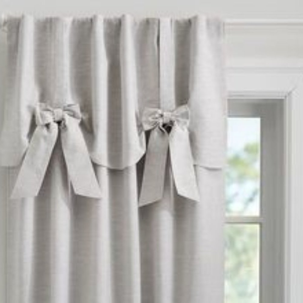 Evelyn 84" Linen Blend Bow Valance Blackout Curtai